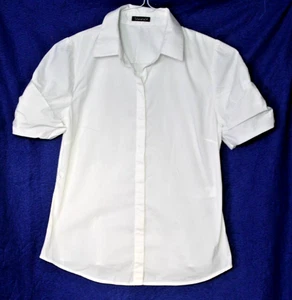 BLUSA TAHARI Damas Talla S Off White Marfil Manga Corta Mezcla Algodón Elástico - Imagen 1 de 5