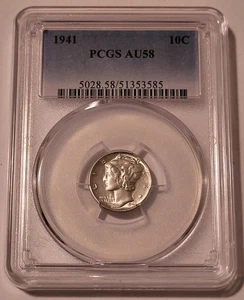 1941 Mercury Dime AU58 PCGS - Bild 1 von 2