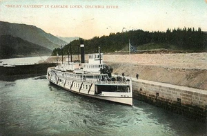 Postkarte Bailey Gatzert Dampfschiff in Kaskadenschleusen Columbia River Oregon - Bild 1 von 2
