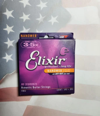 Elixir Nanoweb Corde per chitarra acustica, leggere 12-53, 11052 - Immagine 1 di 2