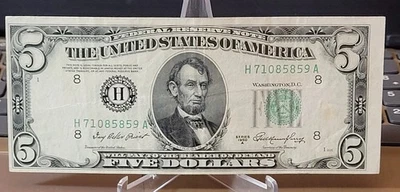 1950 A $5 MISALIGNED OVERPRINT SHIFTED 3RD PRINT ST. LOUIS ERROR NOTE - Image 1 of 3