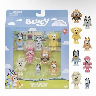 Bluey Neighborhood Friends pacote com 8, figuras articuladas de 2 a 2,5 polegadas, brinquedos para crianças - Imagem 1 de 3
