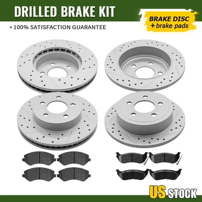 Rotores de disco delanteros traseros y almohadillas de cerámica para Jeep Liberty 2002 2003 - 2006 2007 Foto 1 de 4