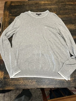 Suéter Michael Kors Para Hombre Grande Gris Cuello Redondo Manga Larga Tejido Elástico Foto 1 de 4