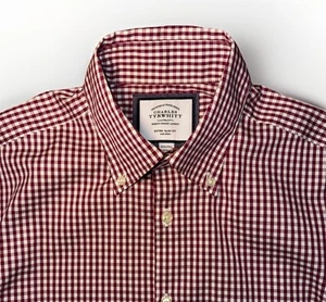 Charles Tyrwhitt Purplish Red Gingham Plaid Non Iron Extra Slim Fit 15.5 / 32 - Picture 1 of 10
