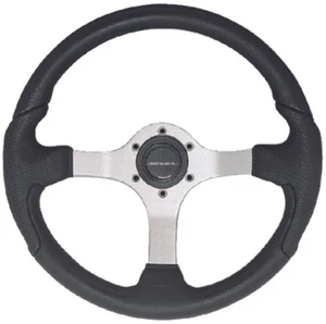 Uflex NISIDABS Steering Wheel 13.8" Satin Finish w Black Grip 3 Spoke Boat 3/4" - Picture 1 of 8