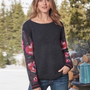 NWOT Sundance Lily Dreams Floral Knit Wool Kid Mohair Blend Sweater XL - Picture 1 of 4