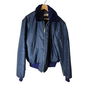Vintage MONTGOMERY WARD 1970s MA-1 Style Blue Bomber Pilot Boxy USA Jacket SZ L - Bild 1 von 7