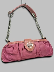 Vintage Kenzo Barbie Stil rosa plissiert Nylon und Leder kleine Reißverschluss Hobo Bag Y2k - Bild 1 von 22