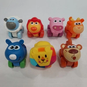 Playskool Wheel Pals Tierautos 7 Stück Schafe, Löwen, Nilpferd, Elch, Schwein, Affe - Bild 1 von 6