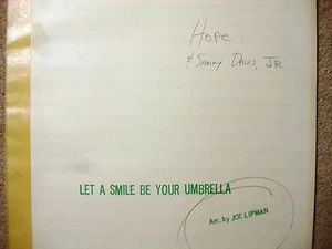  Joe Lipman Arrangement for Bob Hope & Sammy Davis LET A SMILE BE YOUR UMBRELLA - Picture 1 of 9