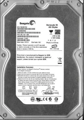 Seagate ST3400620NS 400GB Sata Hard Drive P/N: 9BL144-268 Firmware: 3.AEG  WU - Image 1 of 2
