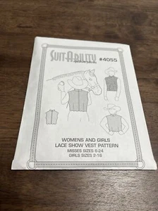 Chaleco de encaje SuitAbility para mujeres y niñas patrón #4055 sin cortar - Imagen 1 de 3