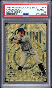 Vinilo dorado Panini Aaron Judge 2024 1/1 PSA 10 GEMAS COMO NUEVO National Case Breaker - Imagen 1 de 2