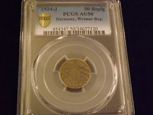 1924 J 50 Rtpfg Germany PCGS MS AU 50 - Picture 1 of 2