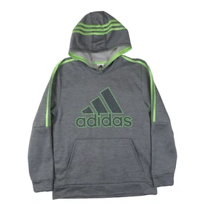 Adidas Active Sport Hoodie Sweatshirt Youth Boys XL Grey Lime Athletic Pullover - Picture 1 of 9