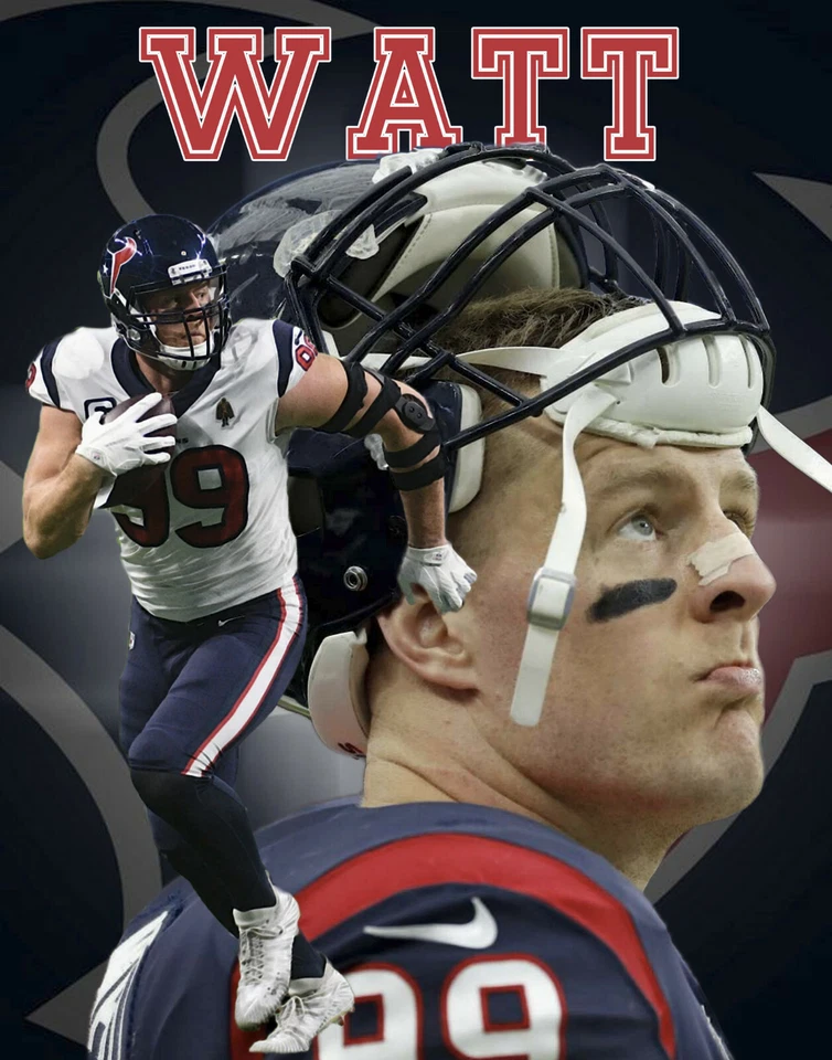 Houston Texans Lithograph print of   JJ Watt. 2020 11 x 14 - Image 1 of 1