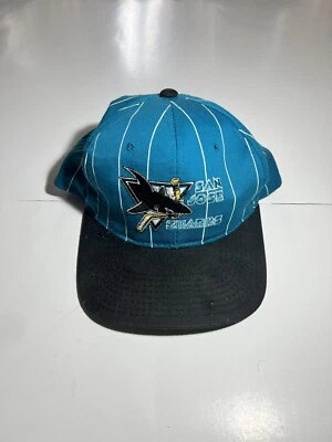 Gorra de colección San Jose Sharks para hombre Snapback verde azulado a rayas iniciador hockey NHL Foto 1 de 4