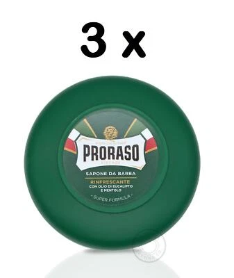 PRORASO Rasierseife Topf grün Eukalyptus & Menthol 150ml 3xPACK TRIO TRIPLE
