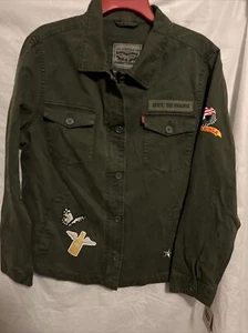Levi’s Pocket Shirt Jacket With Eagle USA Patches Women’s size XL $180 - Picture 1 of 9
