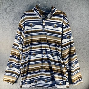 ROWM Fleece Pullover Tall Men's XLT Blue Brown Stripe Aztec Mesa Sunset Sweater - Picture 1 of 17