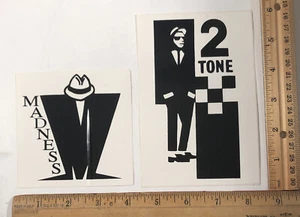 Vintage Lot of 2 SKA 2 Tone Madness New Wave Band Sticker Decal One Step Beyond - Picture 1 of 1