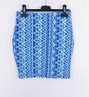 Aztec Print Mini Skirt In Blue and Mint Green Size 8 S036