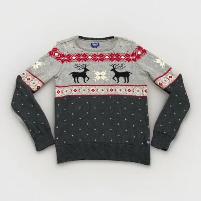 Suéter de vacaciones CHAPS para mujer S Navidad algodón cuello redondo suéter gris nórdico Foto 1 de 4