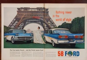 1957 vintage Ford print ad. Iffel Tower Paris. - Picture 1 of 1