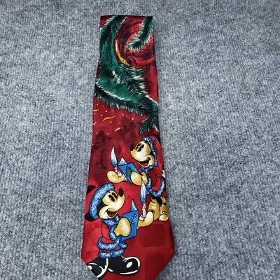 Gravata masculina vintage Disney Atlas Design vermelha Mickey Mouse Goteborg Suécia seda - Imagem 1 de 4