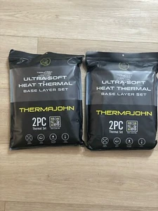 Thermajohn Black Ultra-Soft Heat Thermals 2 Set Of 2 Top & Bottom 4 pieces XL - Picture 1 of 5