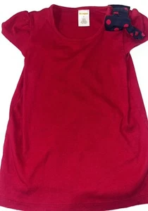 Gymboree Girls Red Shirt With Navy Polka Dot Bow Size 5 - Picture 1 of 3