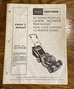Owner’s Manual Sears Craftsman 22” Self-propelled Lawnmower - Model 131.974140 - Picture 1 of 4
