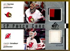 2001-02 SP Game Used Patches #CPHB Jani Hurme / Martin Brodeur PATCH /25