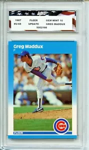1987 Fleer Update #U-68 Greg Maddux Rookie Card AGC 10 Gem Mint Chicago Cubs - Picture 1 of 2