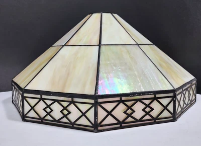 Lámpara colgante de vidrio de escoria estilo Tiffany pantalla misión artes y manualidades 13,5" Foto 1 de 4