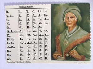 Sequoyah und die Cherokee Alphabet Indianer Vintage Postkarte - Bild 1 von 2