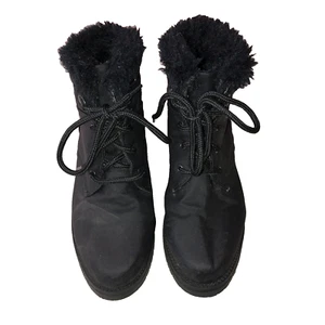SPORTO INSULATED Womens Black Fur Lined Ankle Snow Winter Boots Sz 7M - Picture 1 of 9