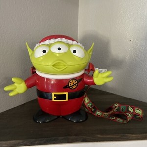 Disneyland Toy Story Pizza Planet Green Alien Christmas Santa Popcorn Bucket