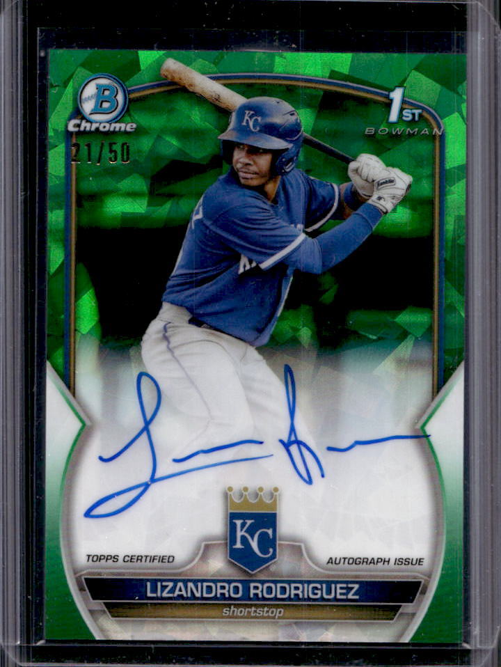 2023 Bowman Chrome Sapphire Lizandro Rodriguez 1st Green Refractor Auto #/50