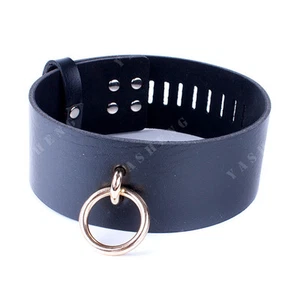 Collares de cuello bloqueables de cuero PU negro rojo - Imagen 1 de 7