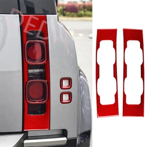 Red Carbon Fiber Rear Tail Light Lamp Panel Cover For Land Rover Defender 2020+ - Foto 1 di 9