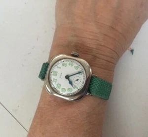 Elgin Vintage Sterling silver watch Rare Glowing numbers, braided band - Picture 1 of 7