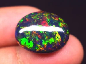 11.5 Carat Black Smoked Natural Ethiopian Multi Fire Opal Cabochon Gemstone - Picture 1 of 5