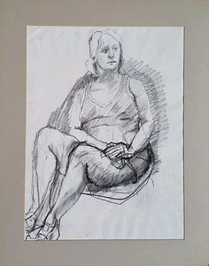 Michael Steiner, ""Woman Series #6", Carbón Original, 23,5""h x 17,5""w imagen - Imagen 1 de 4