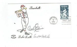 BROOKLYN DODGERS BASEBALLSPIELER CARL ERSKINE ORIGINAL AUTOGRAMM AUF BASEBALL FDC - Bild 1 von 1
