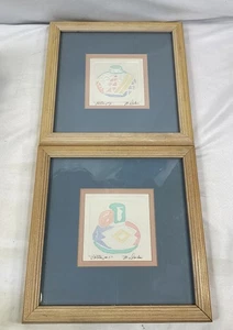Framed "Pottery 1 & 2"  Marianne Wieland Signed Embossed Prints - Picture 1 of 10