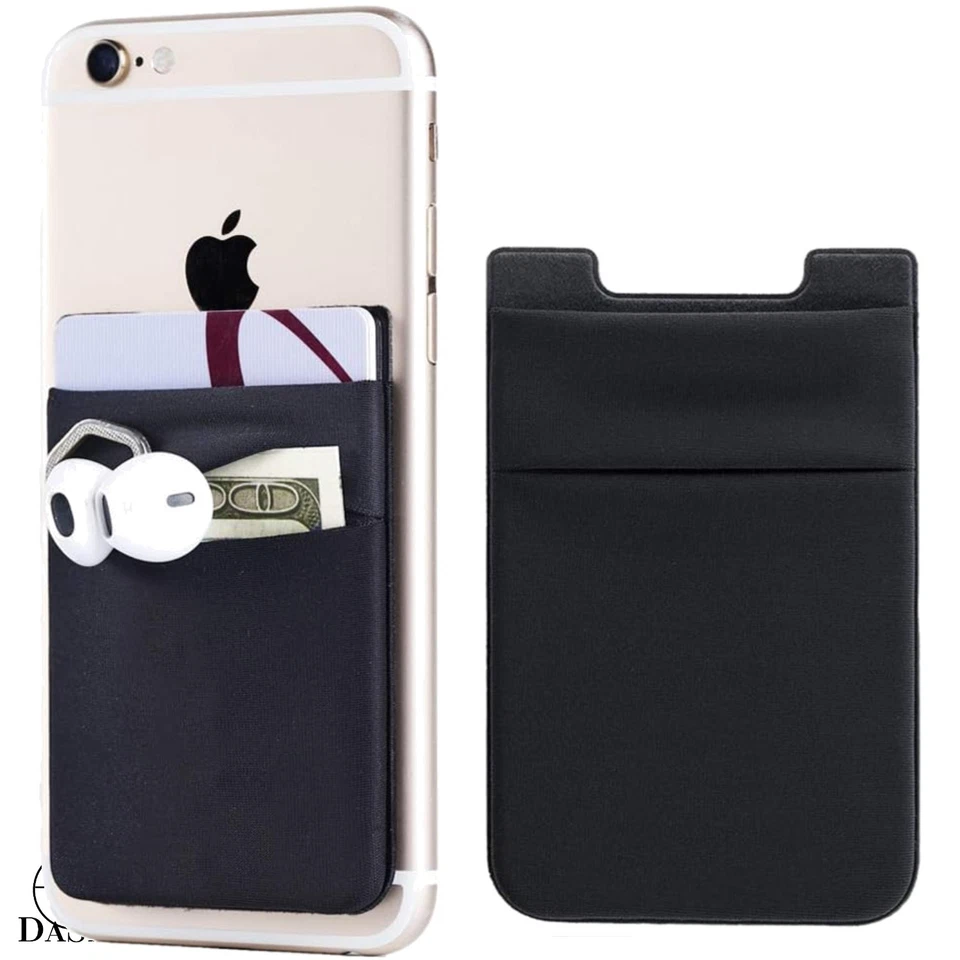 Double Pocket Adhesive Card Holder Sleeve - Stylish Spandex for iPhone & Android - Image 1 of 4
