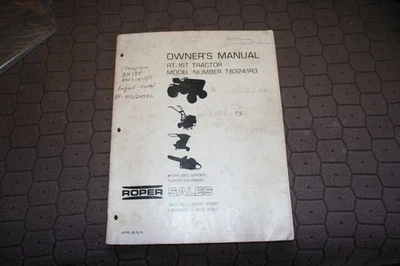 Roper  owners manual   RT-16T TRACTOR   model: # T63241R3 vintage mowers manual - Image 1 of 4