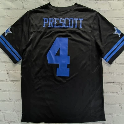 Mens Medium NFL Apparel Dallas Cowboys #4 Dak Prescott Jersey Shirt Black - New - Image 1 of 4